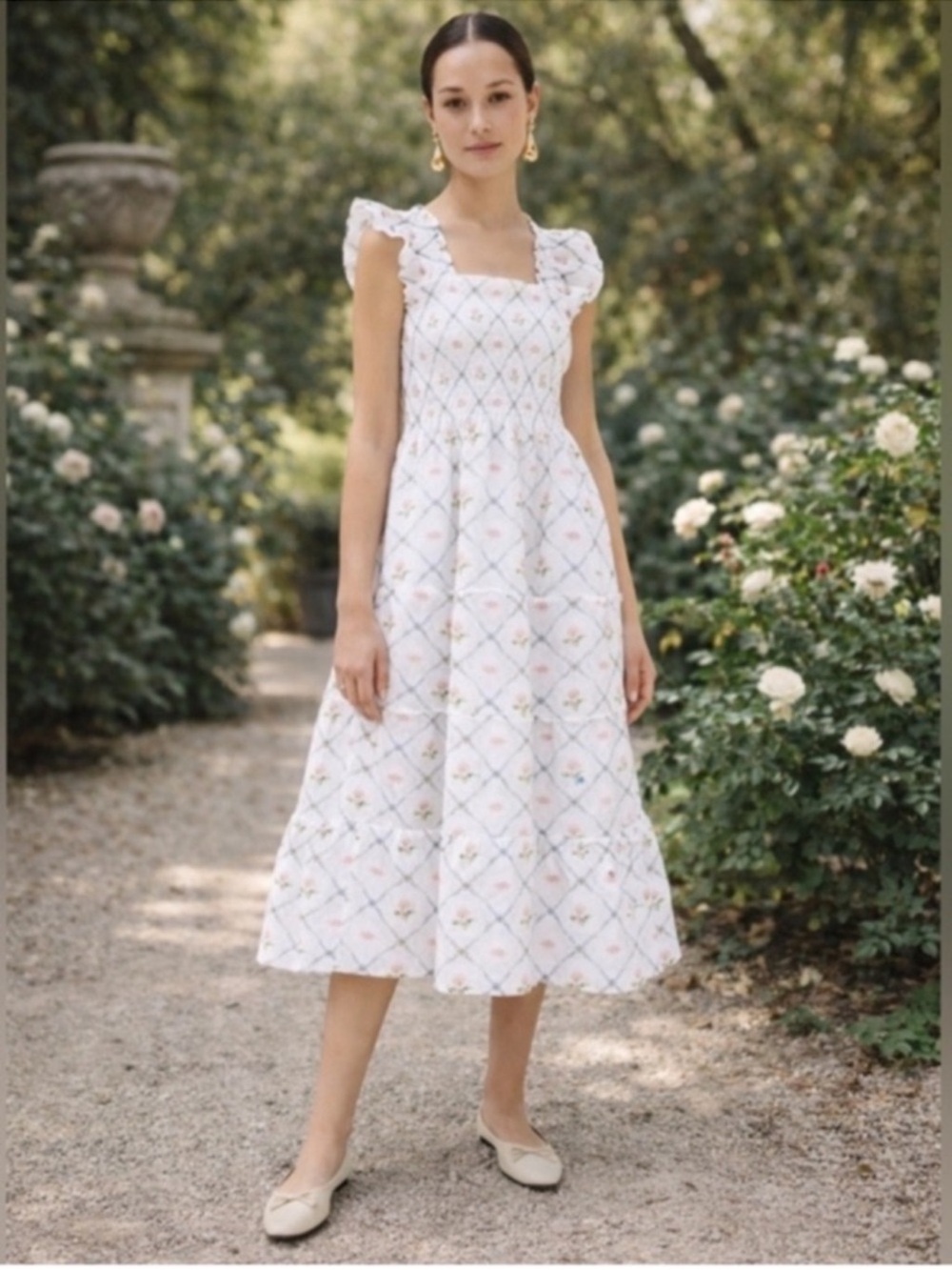 Hill House Home - The Ellie Nap Dress Butterfly Trellis In Multi Sz Medium